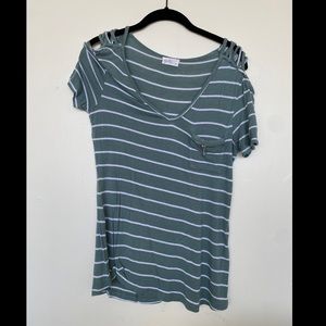 Glitz green striped top